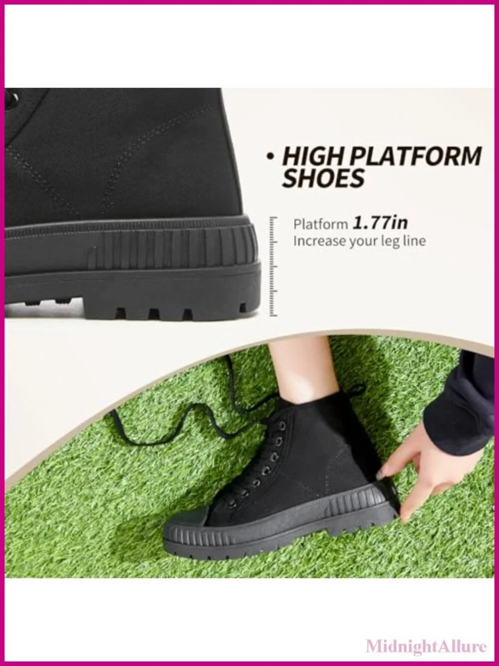 Women's High Top Platform Sneakers Canvas Lace-Up Non-Slip